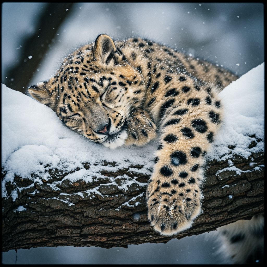 Sleeping Snow Leopard Cub  by @possom2009