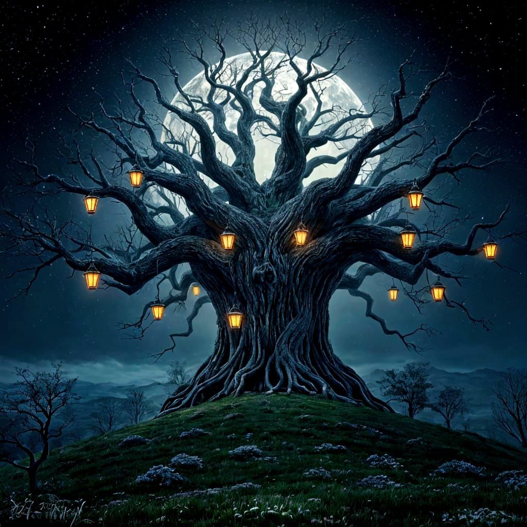 A mysterious and creepy ancient tree