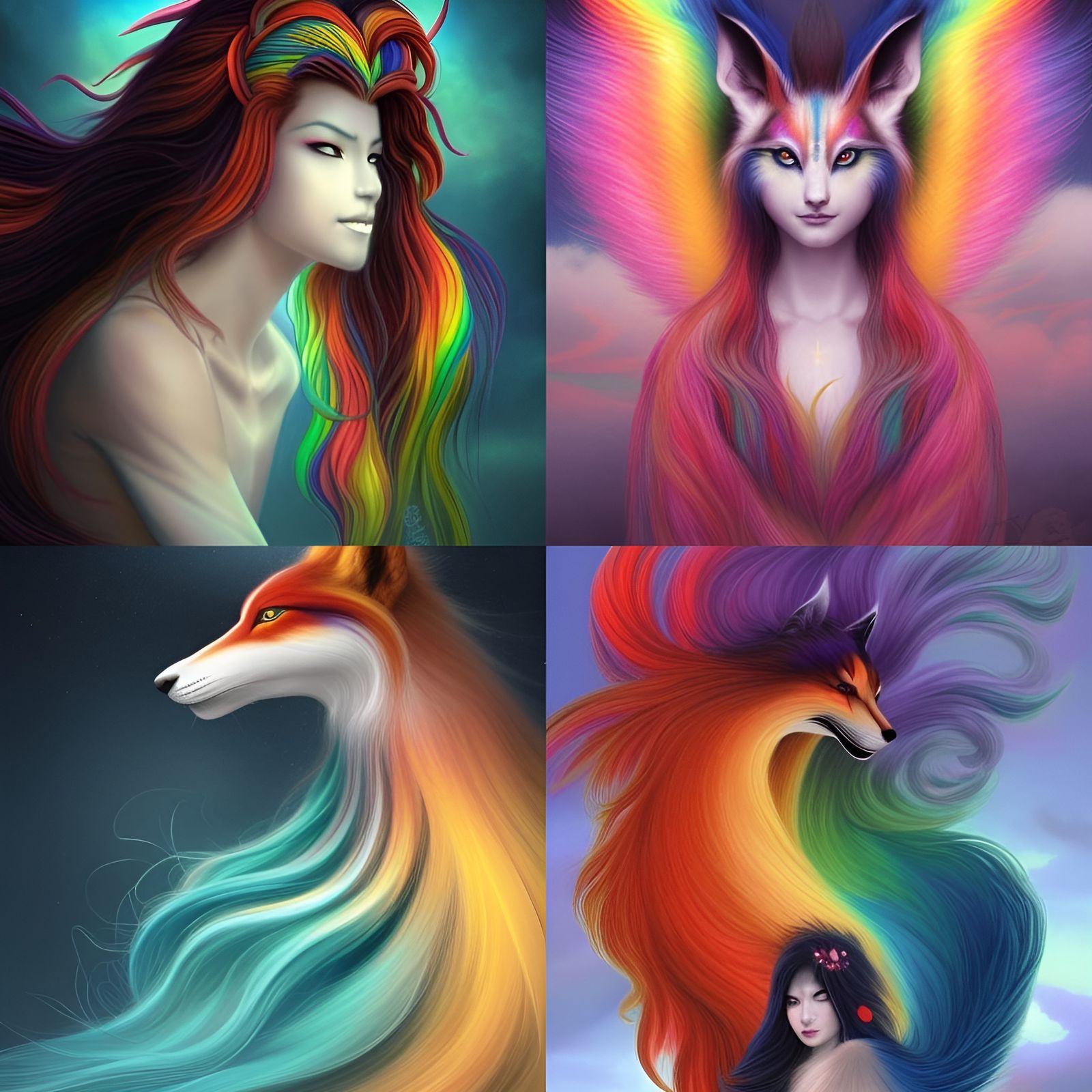 Rainbow Kitsune a beautiful and powerful spirit who helps Gu...