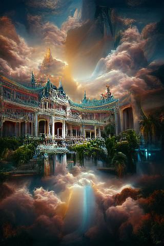 Beautiful palace in heaven 8k resolution holographic astral ...
