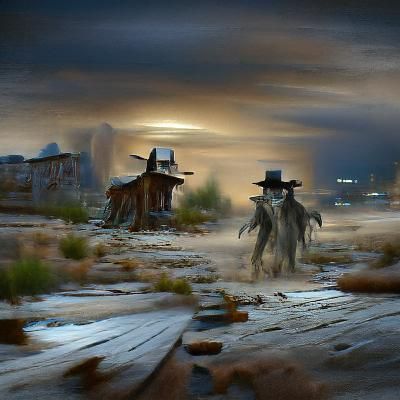 Desert ghost town cowboys duel 8k photorealistic