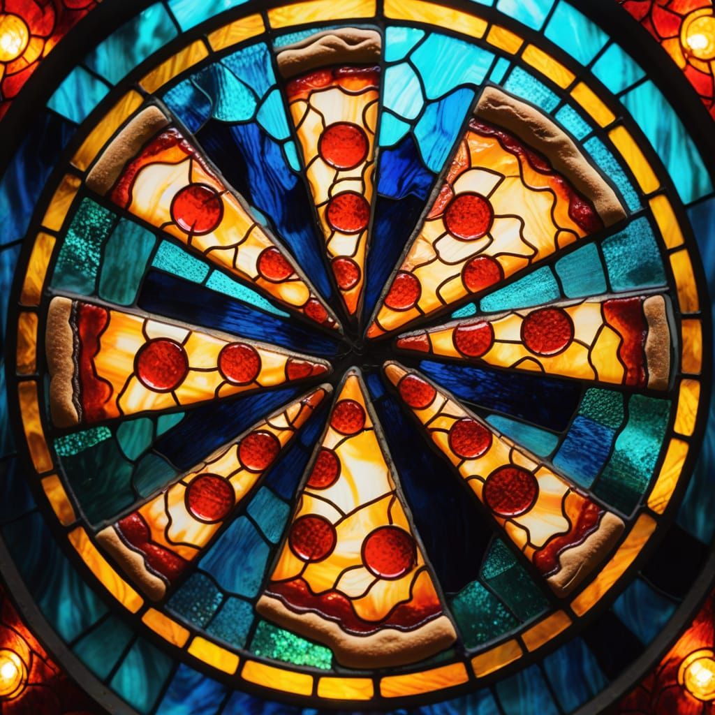 Pizza made out of stained glass  by @Uncle Bubba