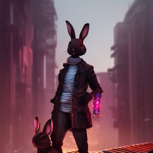 Samouraï rabbit futurist 4k 3d Steampunk cyberpunk - AI Generated ...