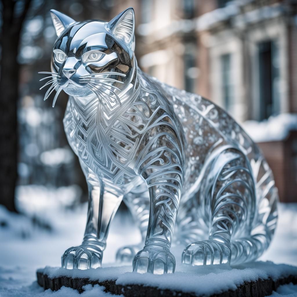 Cat Ice Sculpture AI Generated Artwork NightCafe Creator