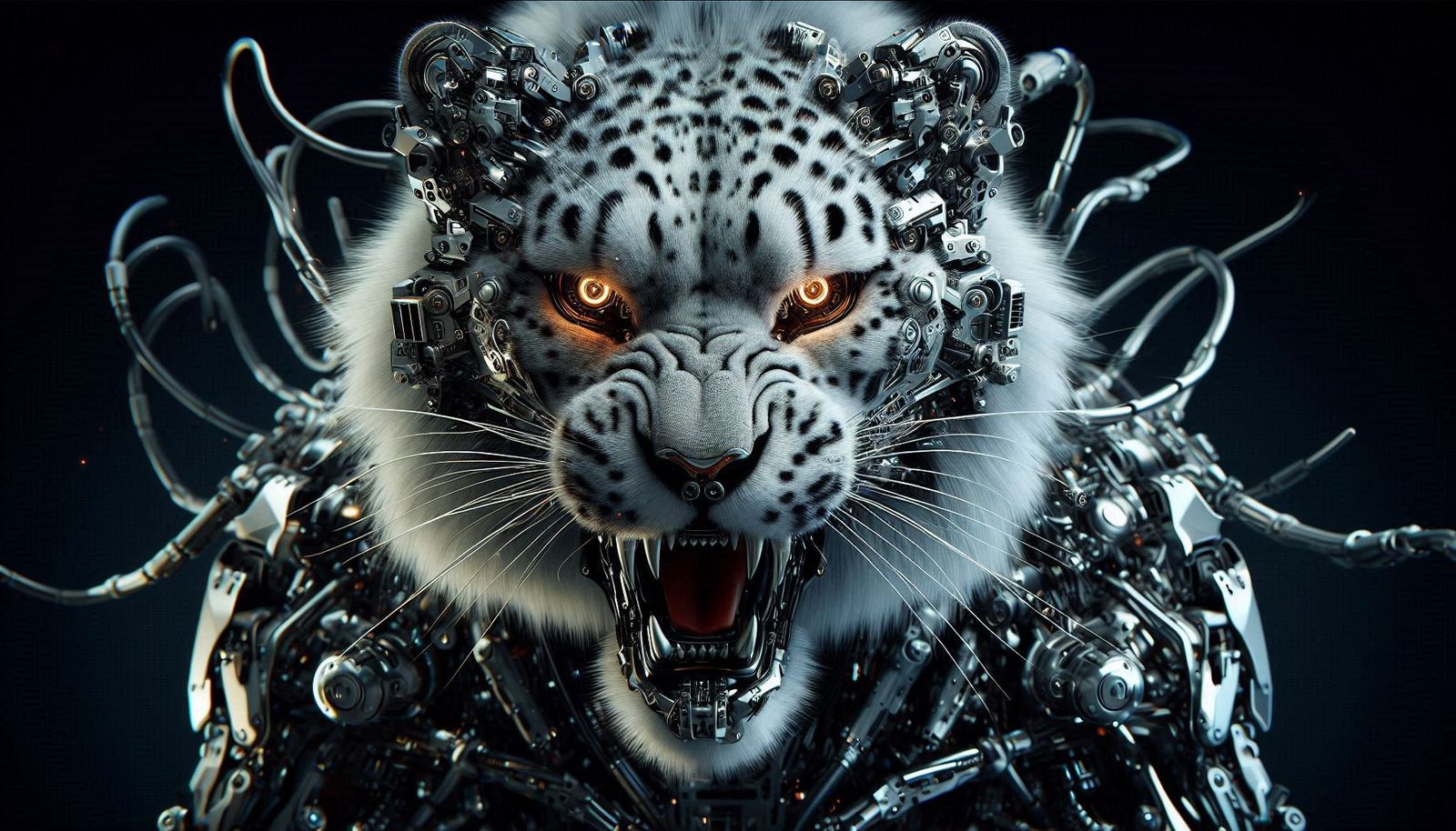 Enraged Snow Leopard Cyborg
