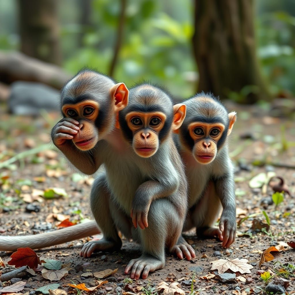 Scene with little monkeys...