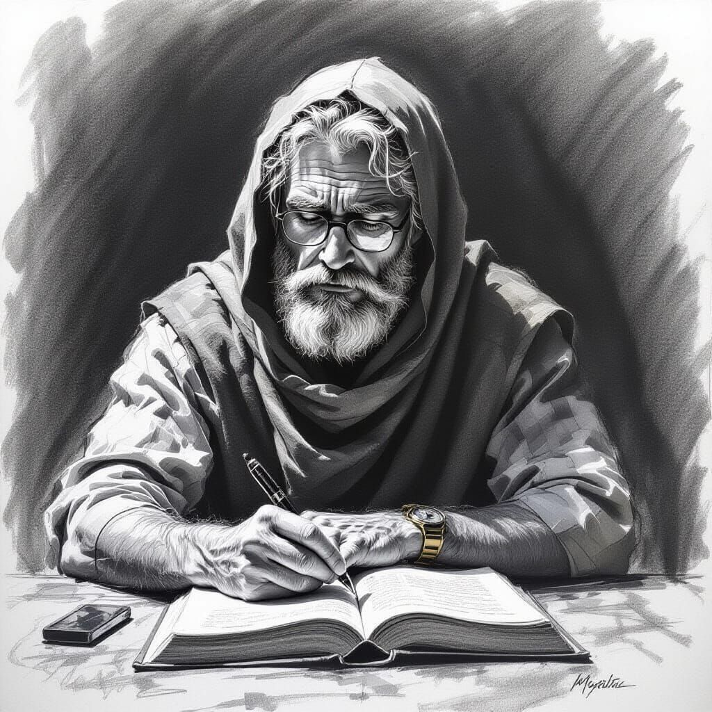 Overflowing Love and Knowledge in Charcoal