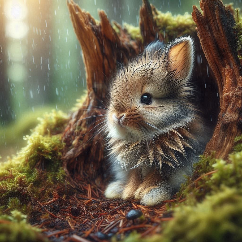 Bunny in the rain
