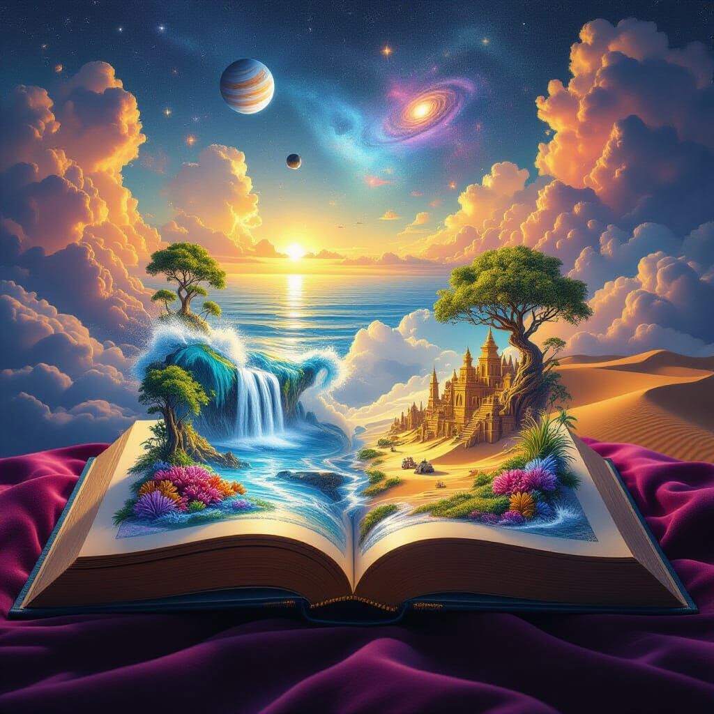 Magical Open Book Reveals Living Worlds in Surreal Style