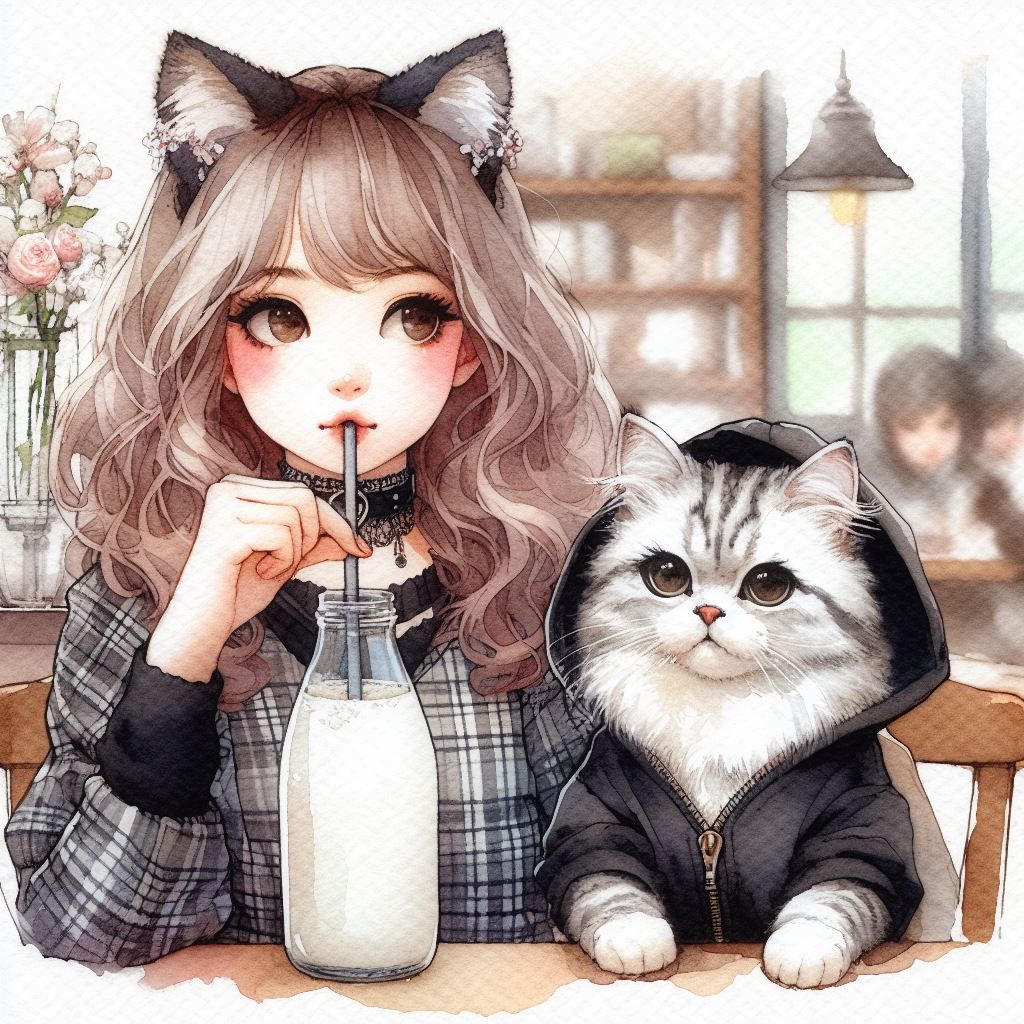 milk at the cat cafe