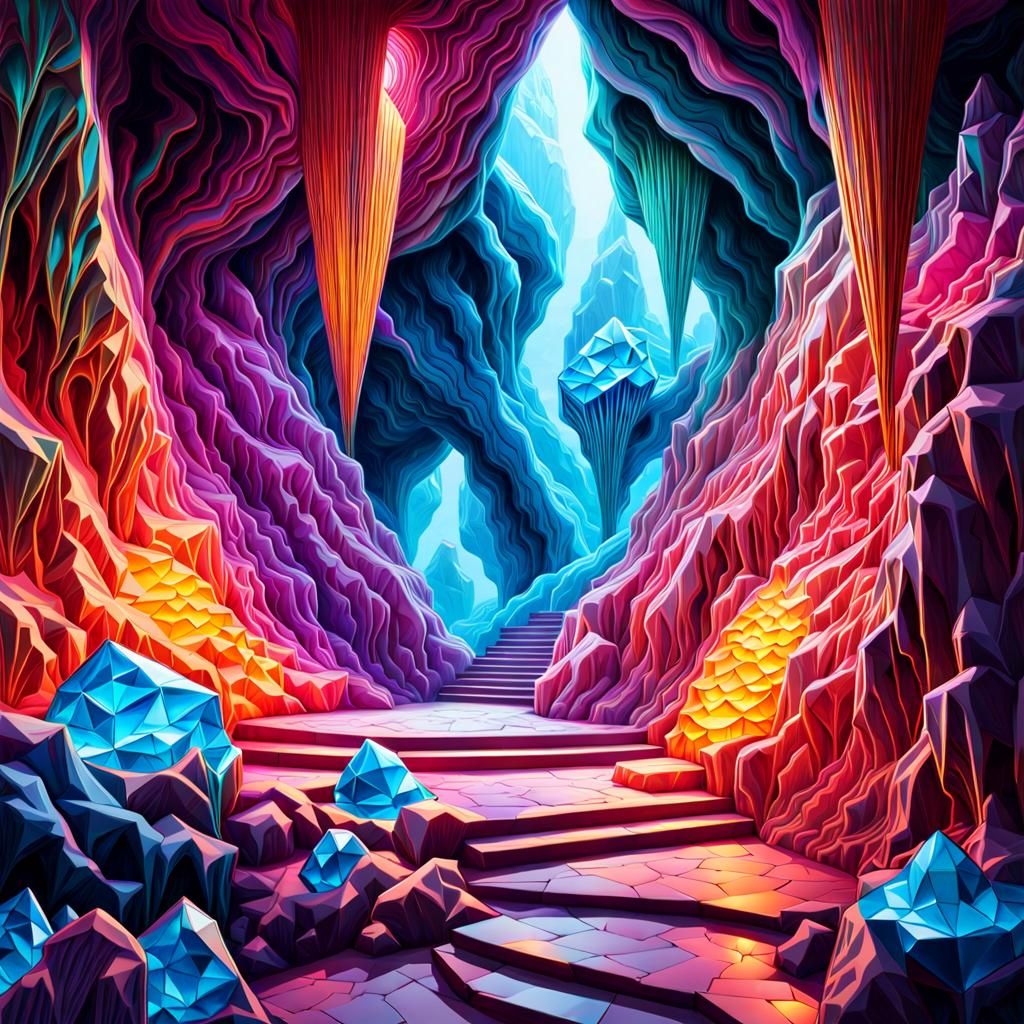 crystal cavern, intricate details, HDR, beautifully shot, hy...