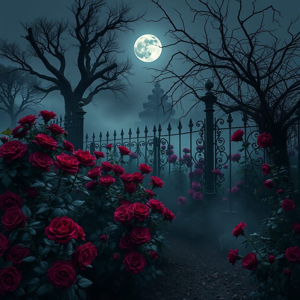 Moonlit Roses  by @Zombirb