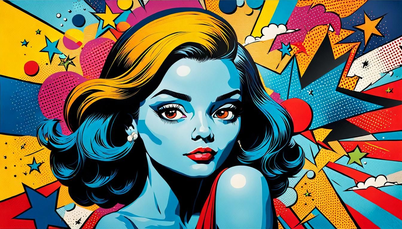 Artwork that reinterprets classic pop art motifs and themes, such as ...