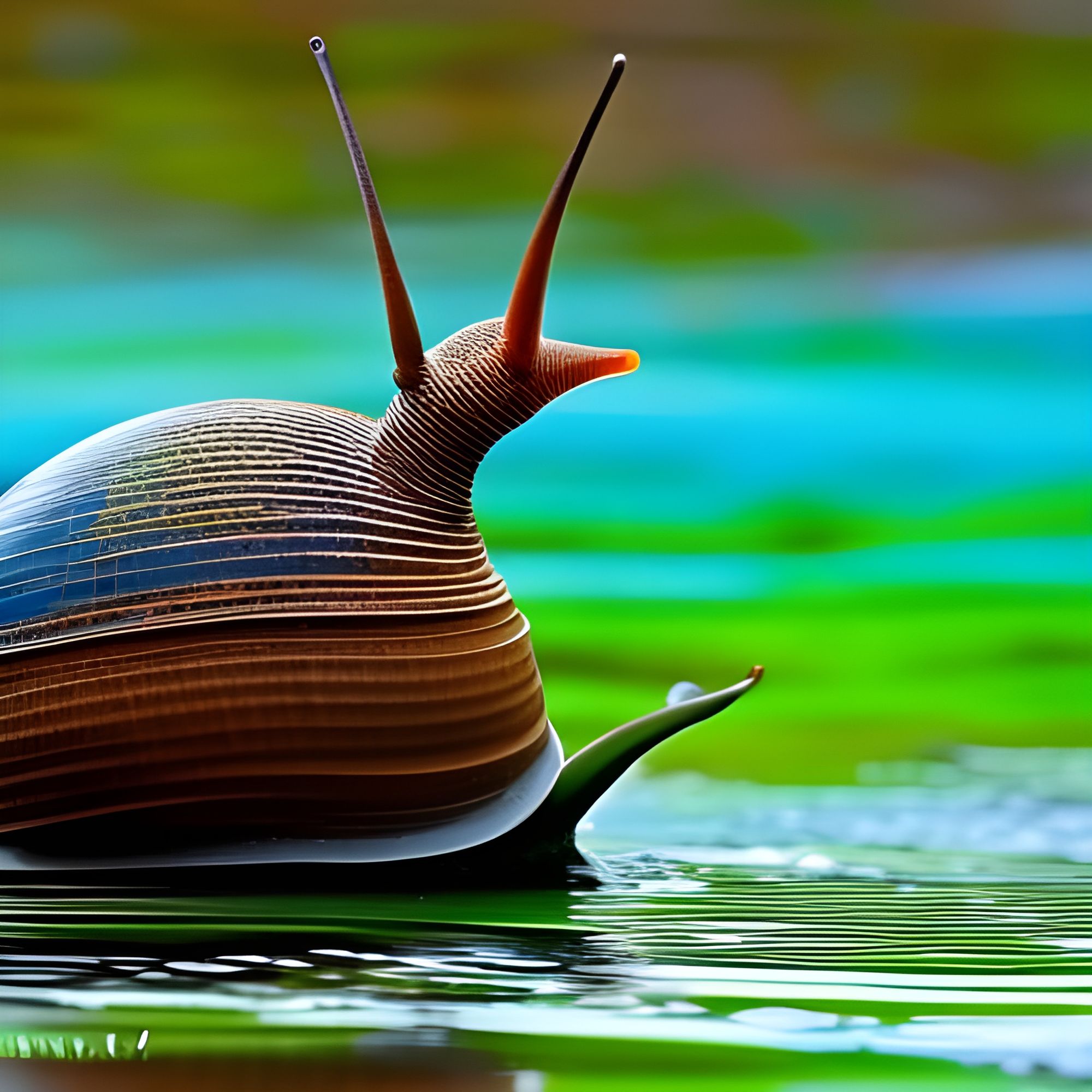 The Cuban Painted Snail On A Pond AI Generated Artwork NightCafe   QH396NX53kKR3apWm7VJ  1  Aqtt7 4x 