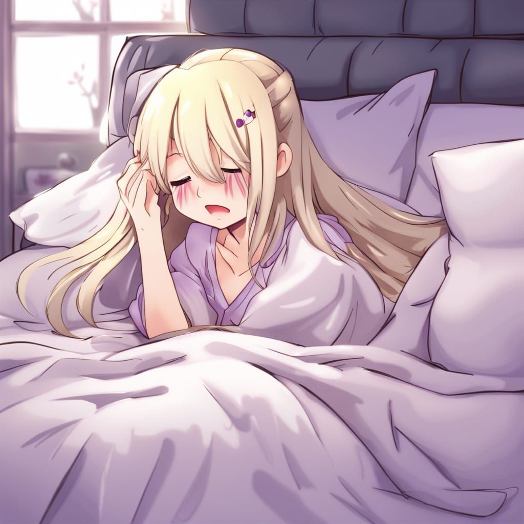 Blonde Crying alone in Bed - AI Generated Artwork - NightCafe Creator