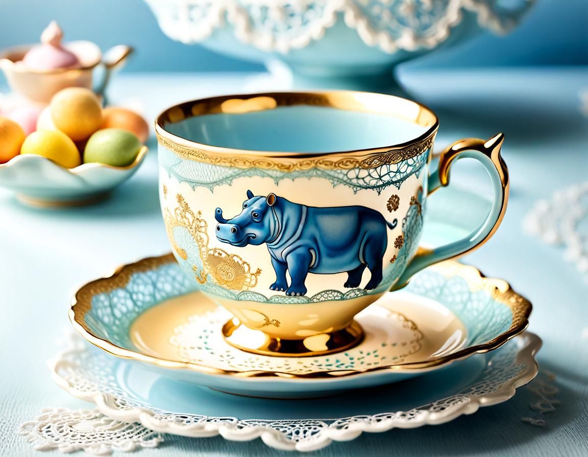 Hippopotamus emblazoned Teacup.