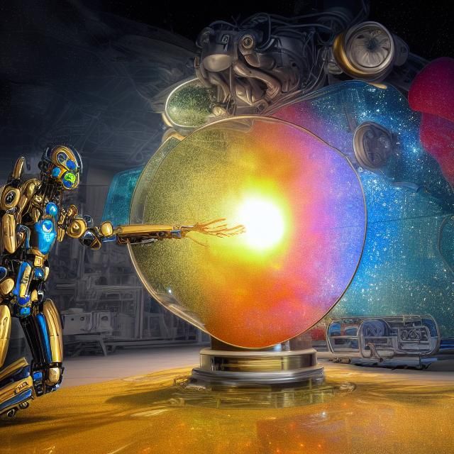 Cyborg scientists operate the time-space portal to explore n...