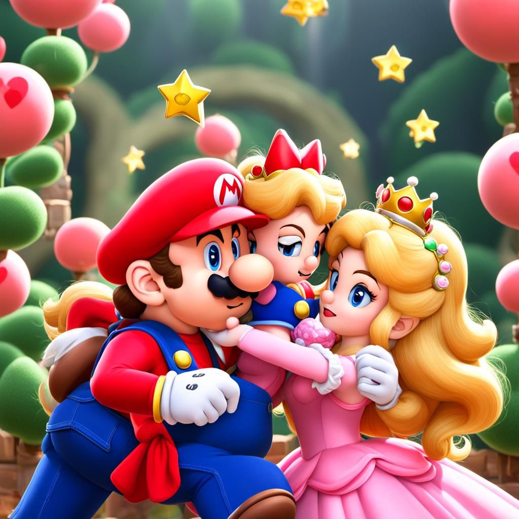 Super Mario spends time with Princess Peach and their daughter - AI  Generated Artwork - NightCafe Creator