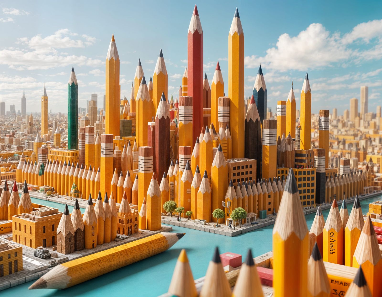 Pencil-vania is a city constructed entirely of pencils.  by @The Artlete 