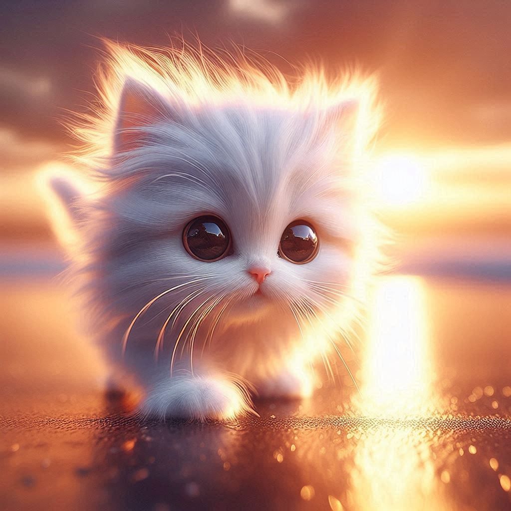 Sunset with a kitten
