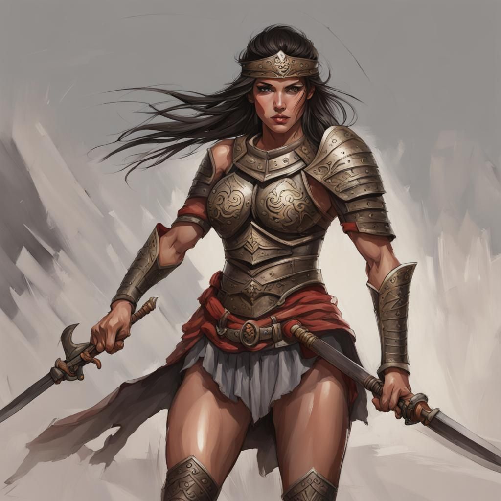 Powerful Female Warrior Ready for Battle