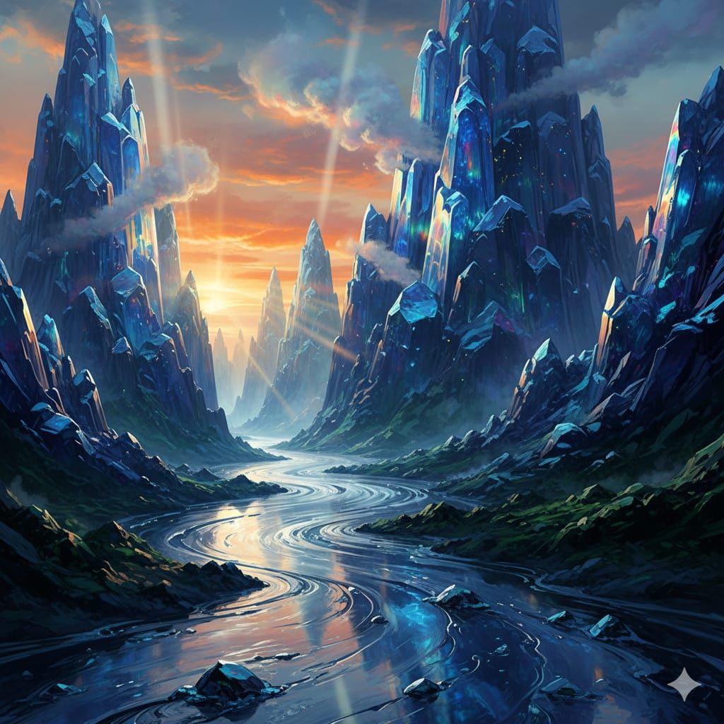 Epic Liquid Crystal Mountains Gemini 2.5