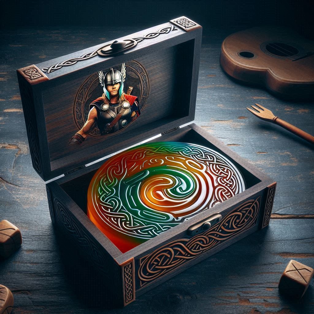Decorative Music Box Celtic engraved in the wood 3
