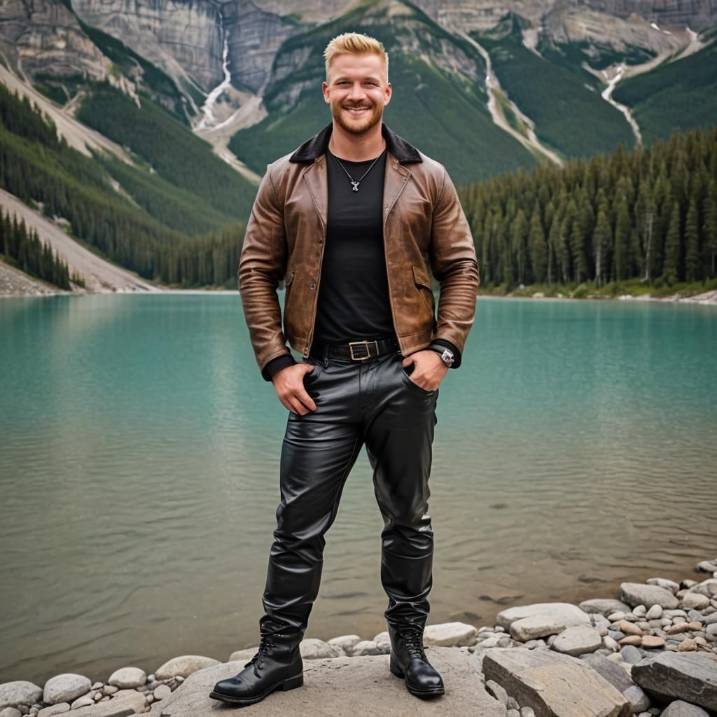 Handsome man at the lake
