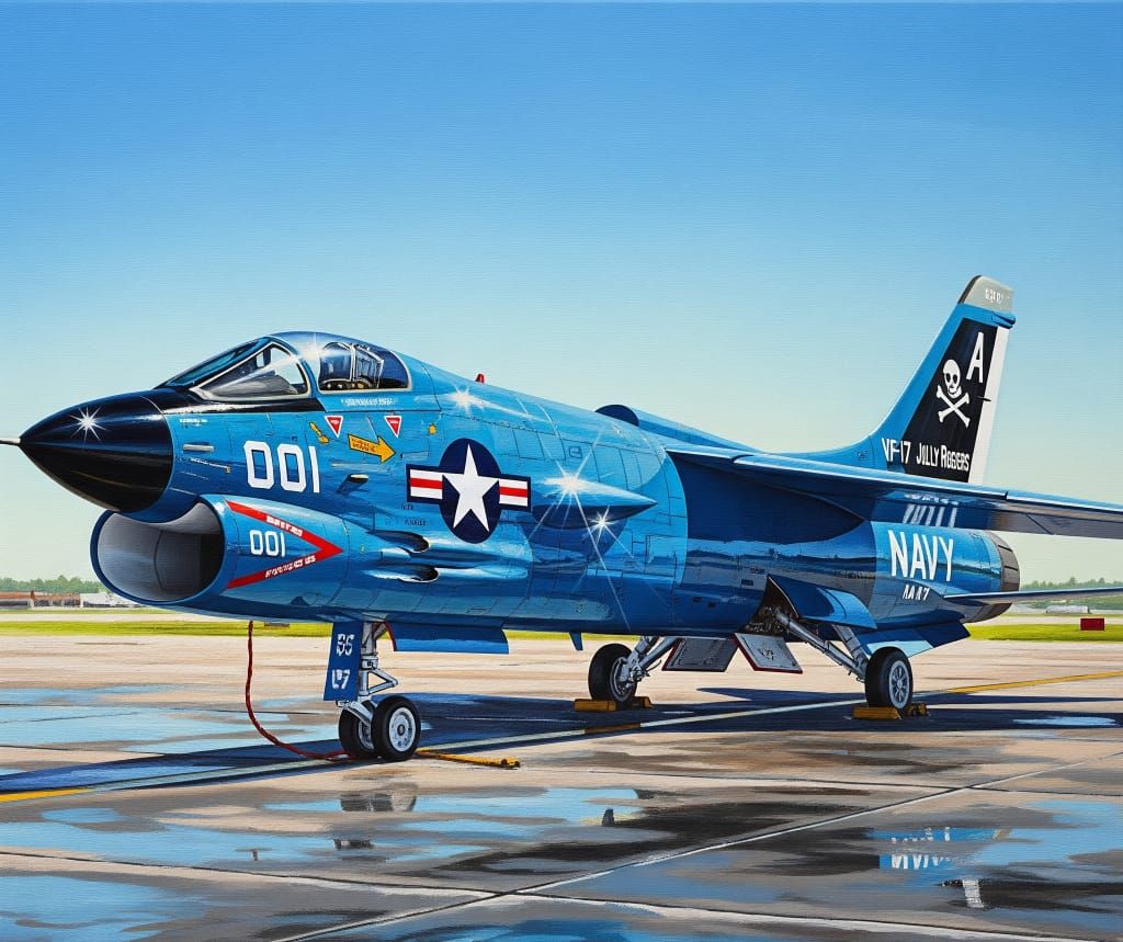 F-8E Crusader, VF-17 Jolly Rogers, Deep Sea Blue livery