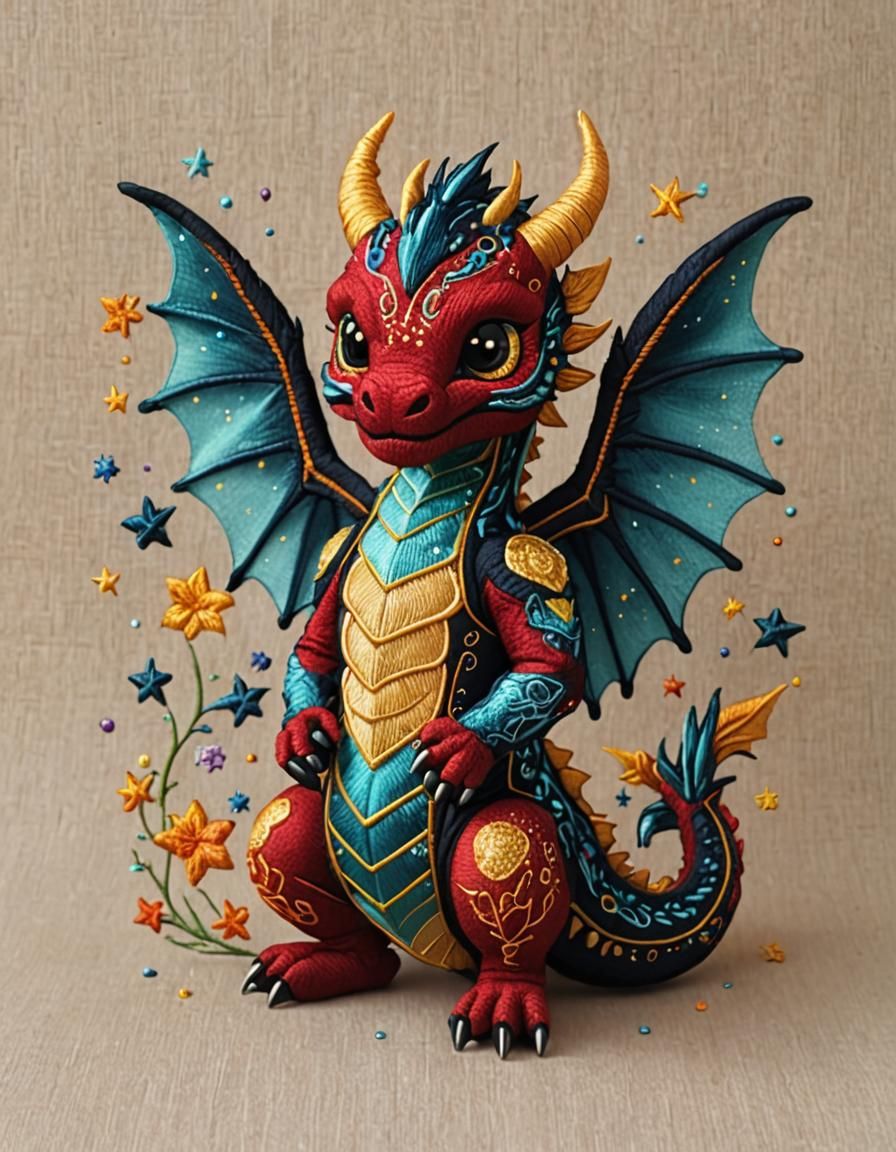 Embroidered artwork. Cosmic dragon - AI Generated Artwork - NightCafe ...