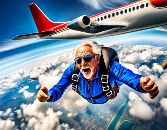 Skydiving grandpa  by @Fokje