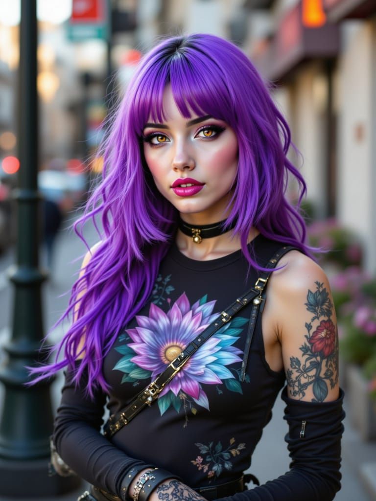 Purple hair <lora:Lana:1.0> <lora:Colored Hair:1.0> <lora:Accu:1.0>