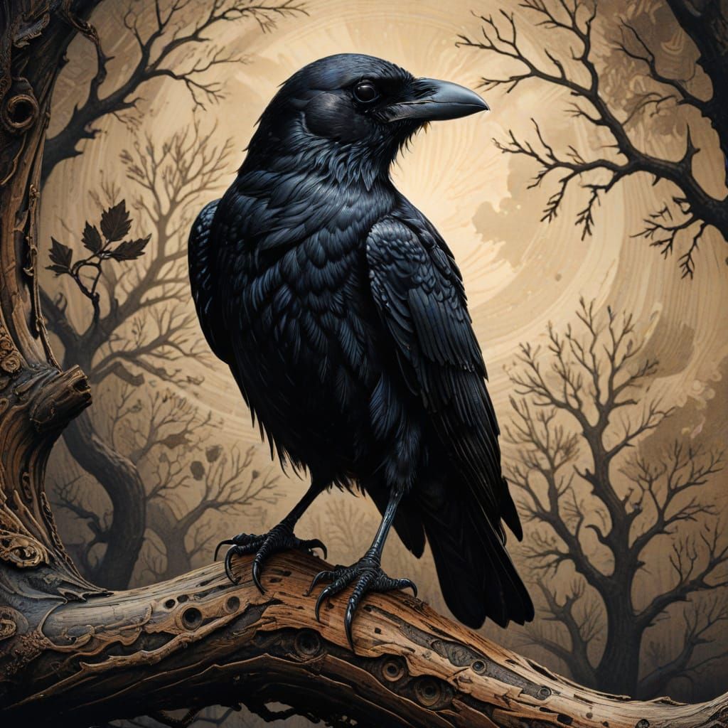 Pyrography crow etching   by @Nina Camplin