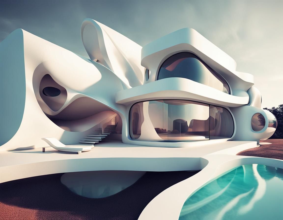 Futuristic surreal abstract HOME architecture : r/nightcafe