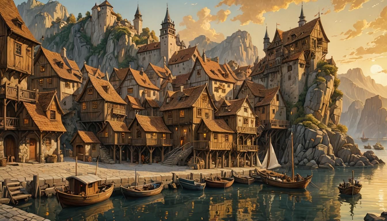 Medieval Harbor  by @TiebethTheNinja