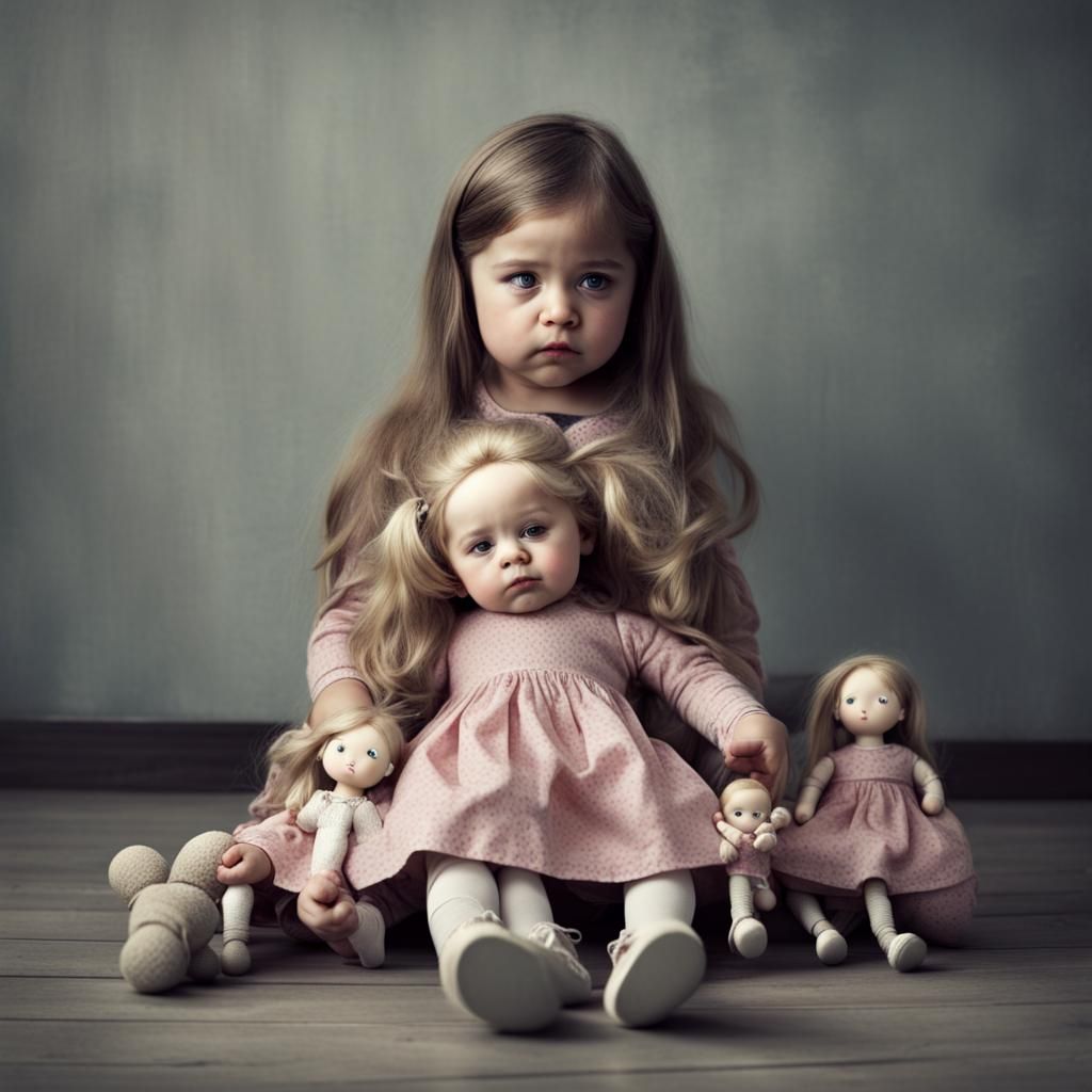 Girl with 2 dolls