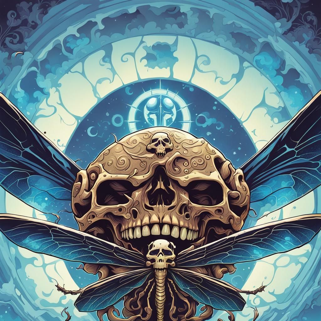 This symbol is a dragonfly combined with a skull.  It is qui...