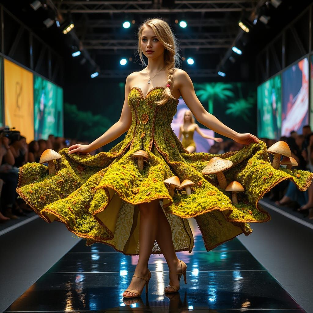 a beautiful woman with sparkling blue eyes, freckles and a long blond braid wearing a stunning moss and ...  by @Summerchild