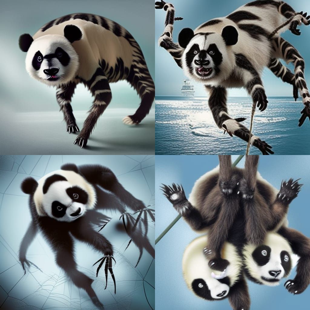 spider combined with panda, half spider and half panda, hybr...