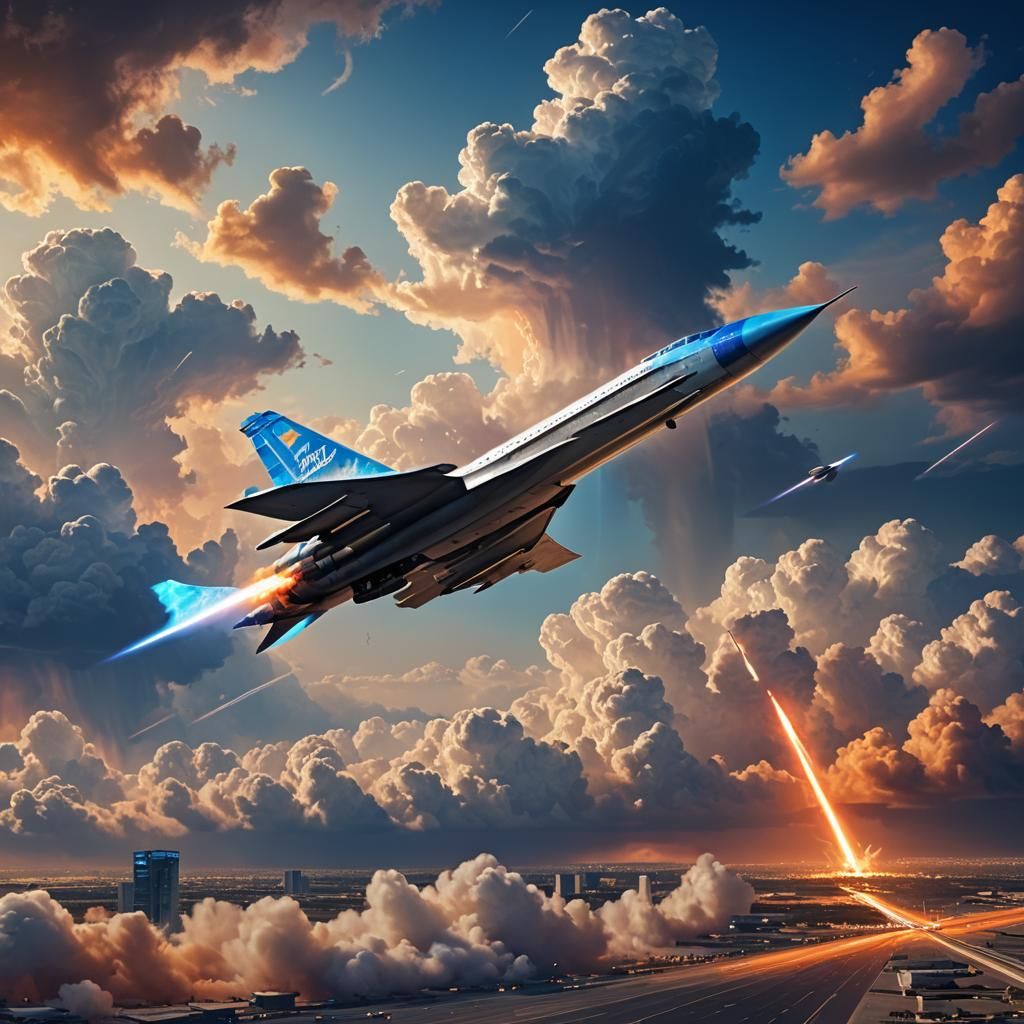 Hypersonic Missile Concept Art Soaring Over Airport