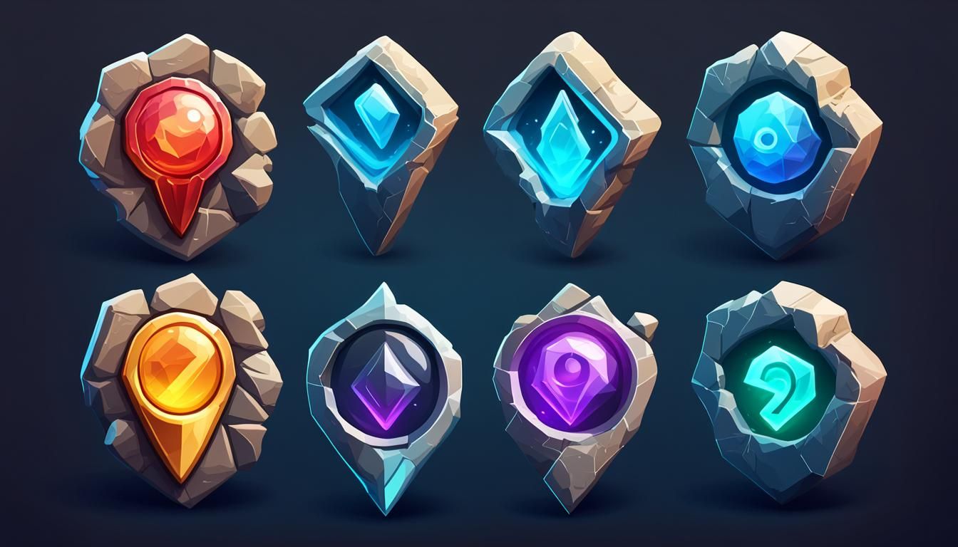 game ui of  stone location pin
icons. high quality icons ill...