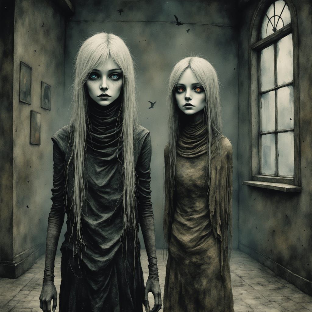 Drow Figures in Giger & Bacon Inspired Abandoned Room