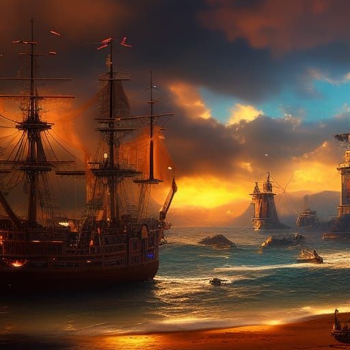 Pirate Ship Scene - AI Generated Artwork - NightCafe Creator