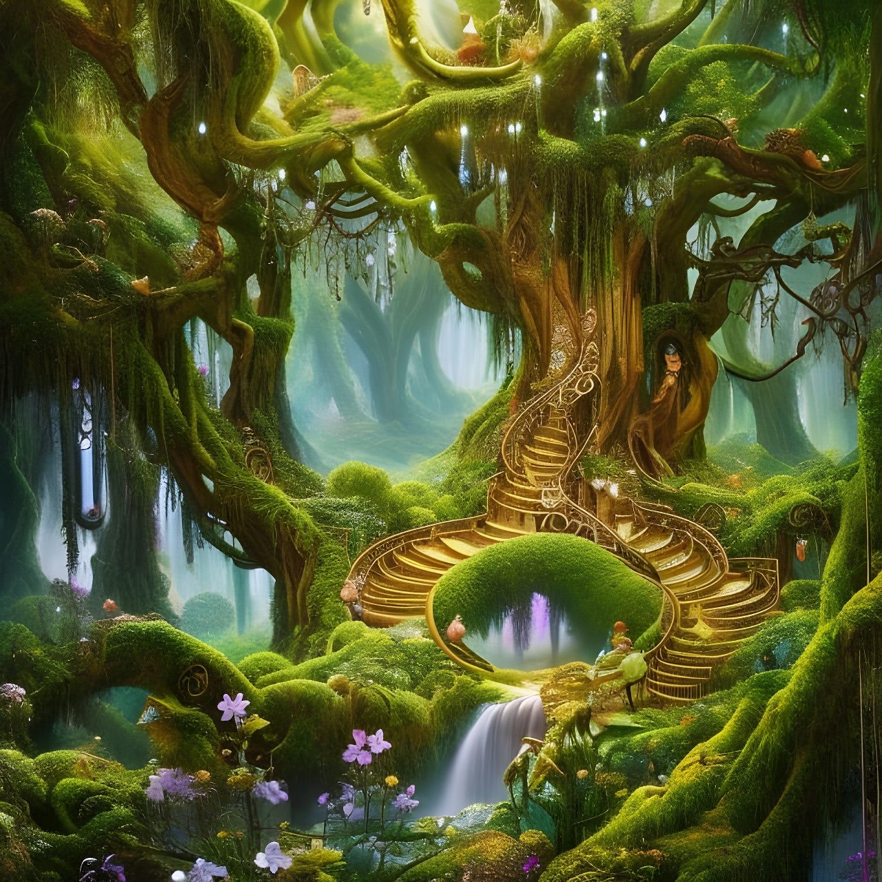 stairway of vines - AI Generated Artwork - NightCafe Creator