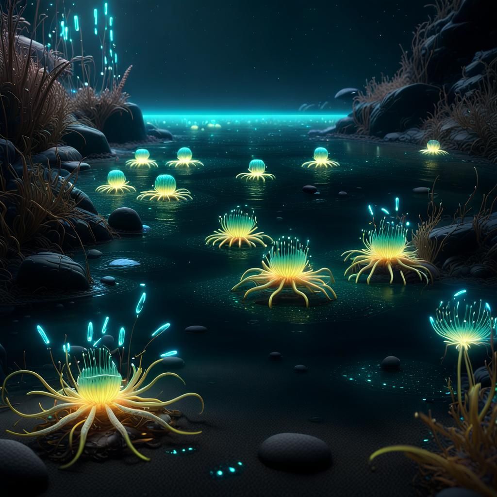 A Concept Of Bioluminescence - Ai Generated Artwork - Nightcafe Creator