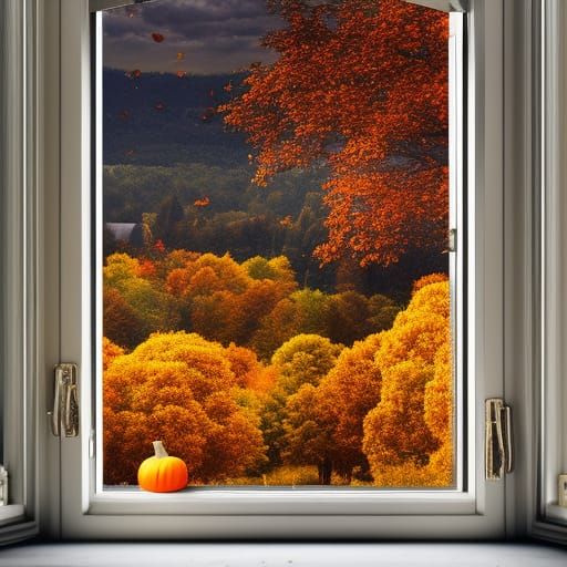 Window Looking out towards a Beautiful Autumn Scene - AI Generated ...