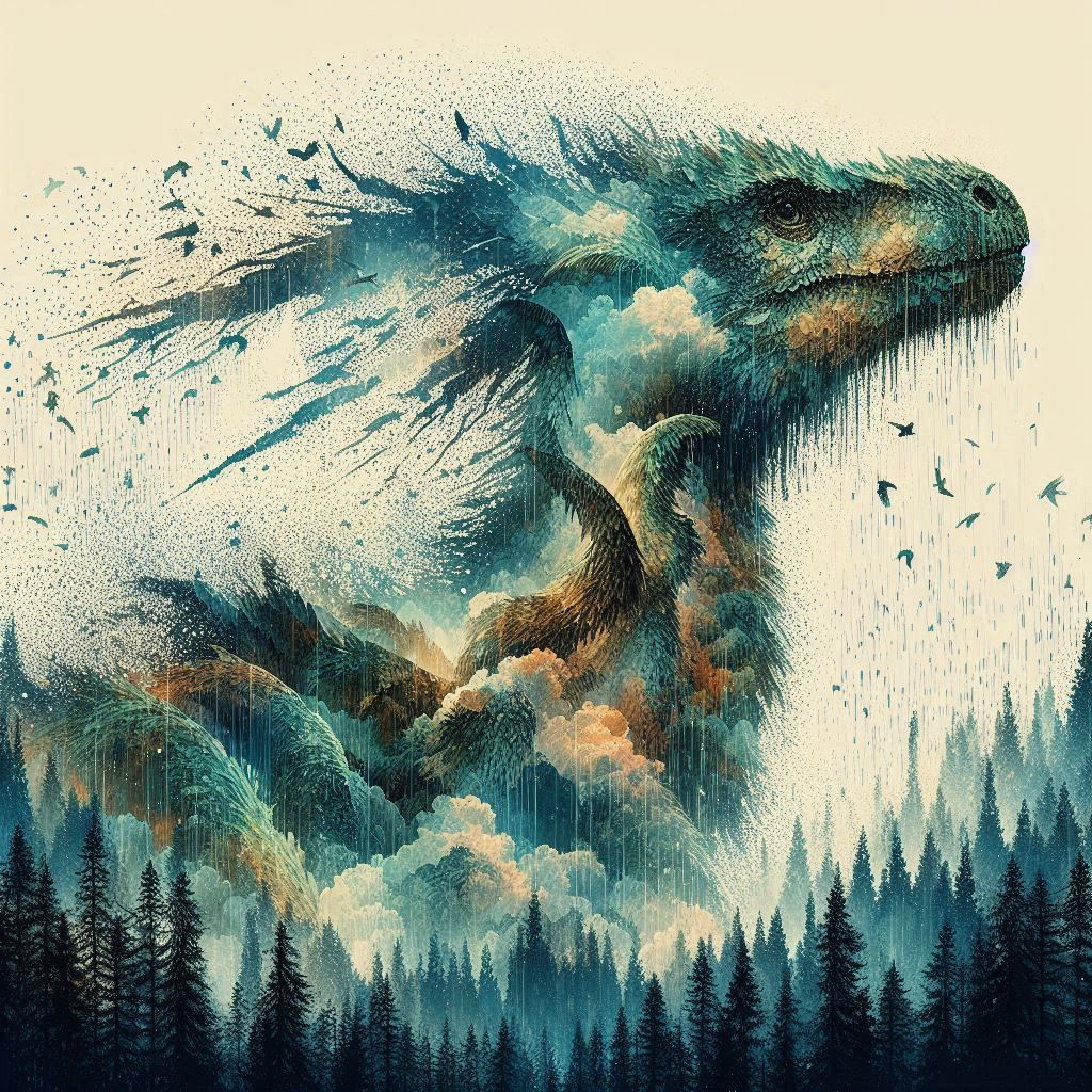 double exposure beautiful fantasy DALL-E 3 portrait landscape..