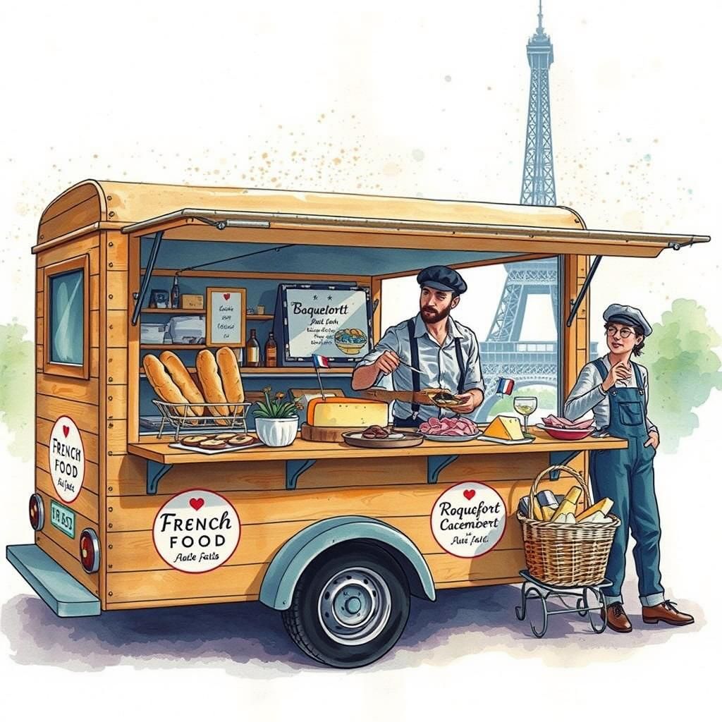 French-style food-truck in front of the Eiffel Tower  by @CloST 