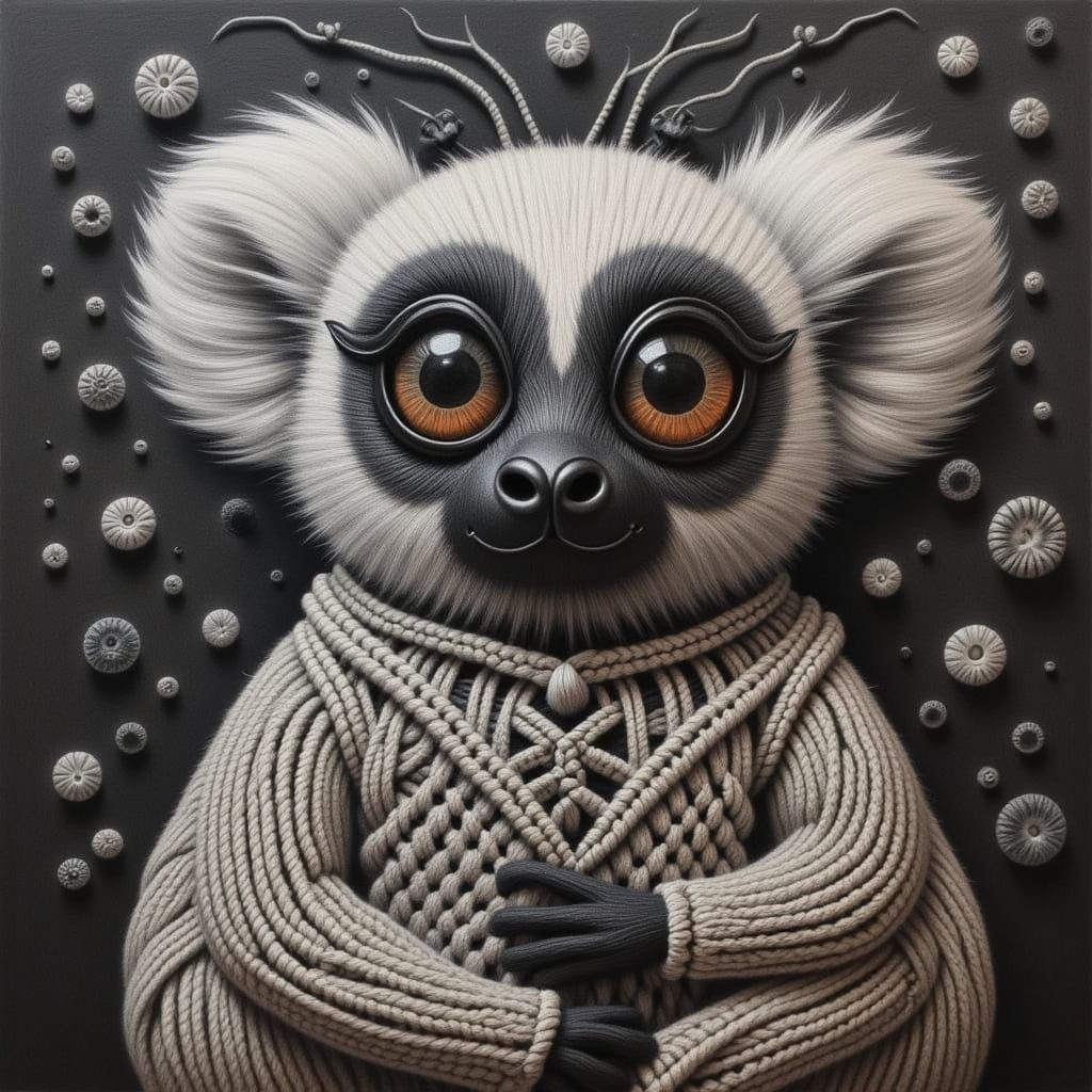 <lora:MACRAME DOLLS:1.0> Cute lemur 