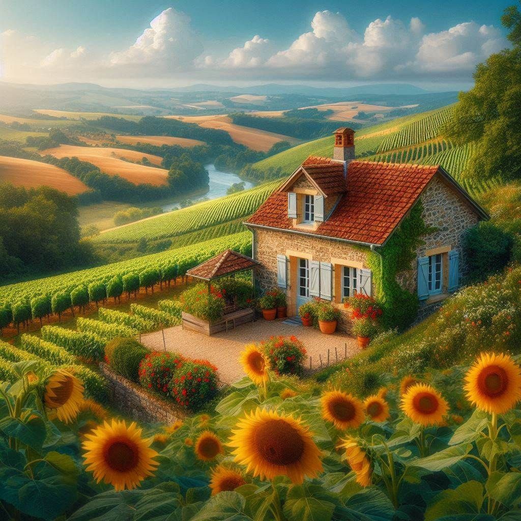 Paysage avec tournesol
